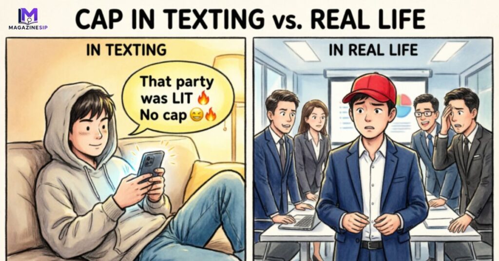 Cap in Texting vs. Real Life
