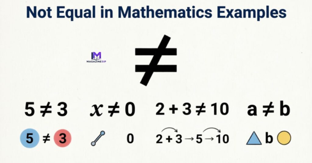 Not Equal in Mathematics Examples
